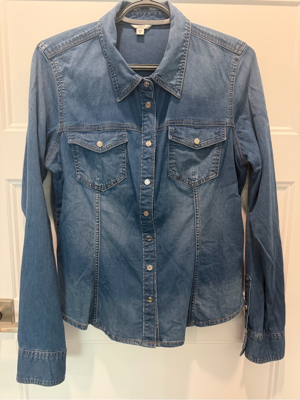 Guess Blue Denim Button-Down Shirt